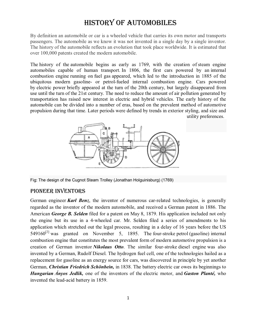 History of Automobiles