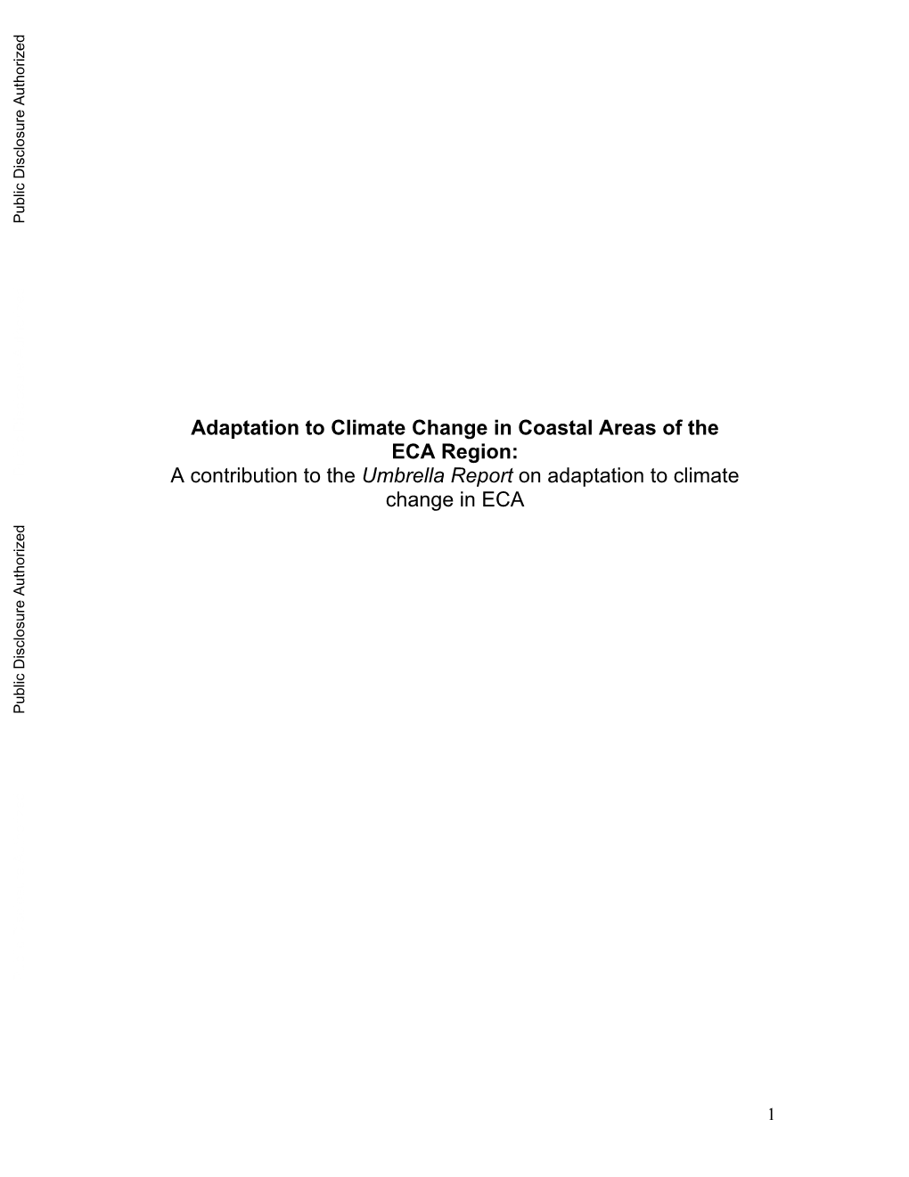 Adaptation to Climate Change in Coastal Areas of the ECA Region