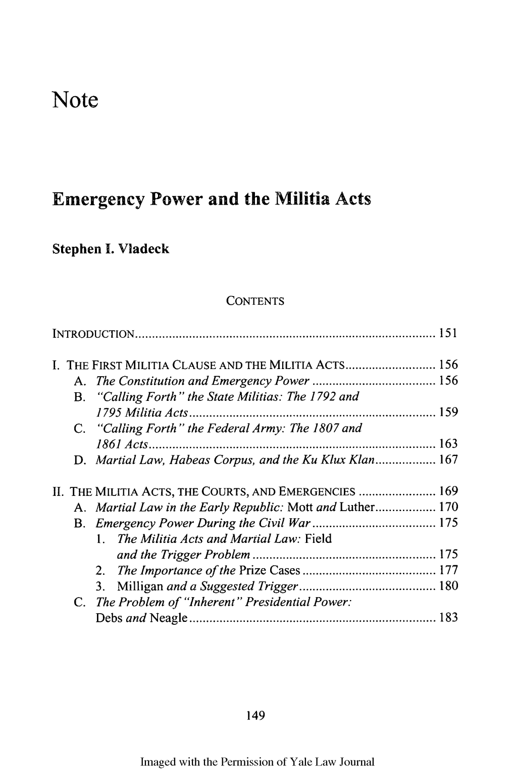 Emergency Power and the Militia Acts