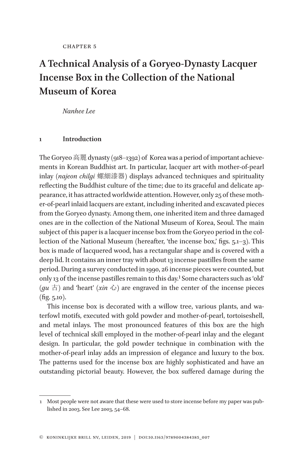 A Technical Analysis of a Goryeo-Dynasty Lacquer Incense Box in the Collection of the National Museum of Korea