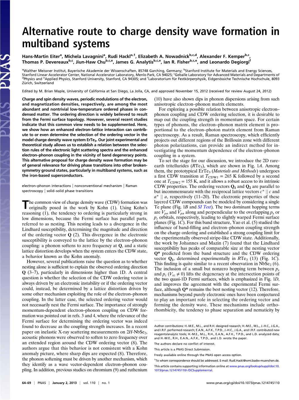 Alternative Route to Charge Density Wave Formation in Multiband Systems