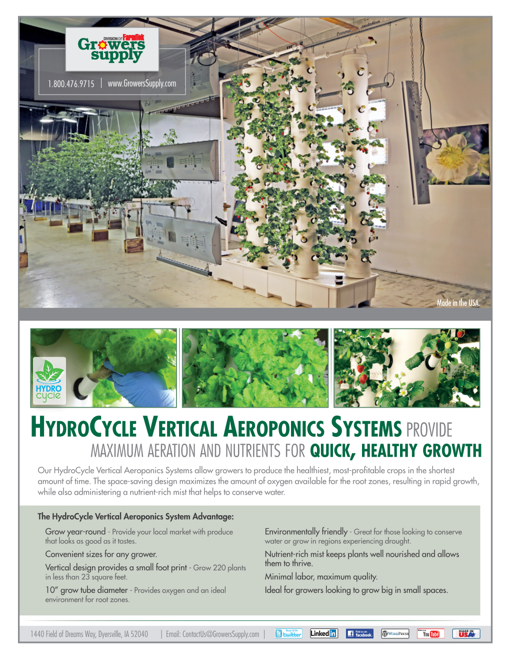 Hydrocycle Vertical Aeroponics Systems Provide