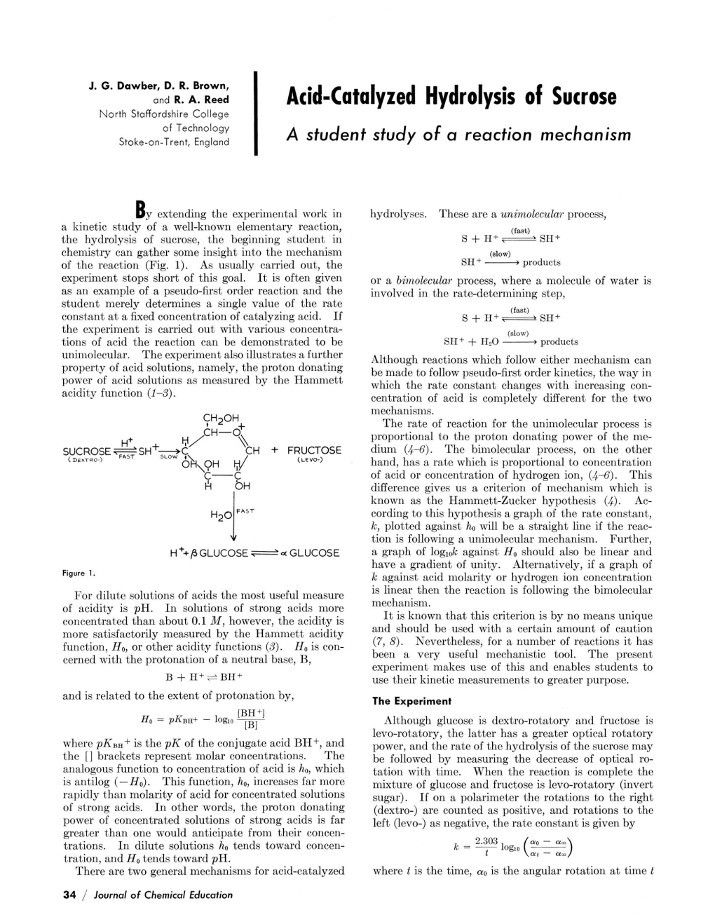 Acid-Catalyzed Hydrolysis of Sucrose: a Student Study of a Reaction