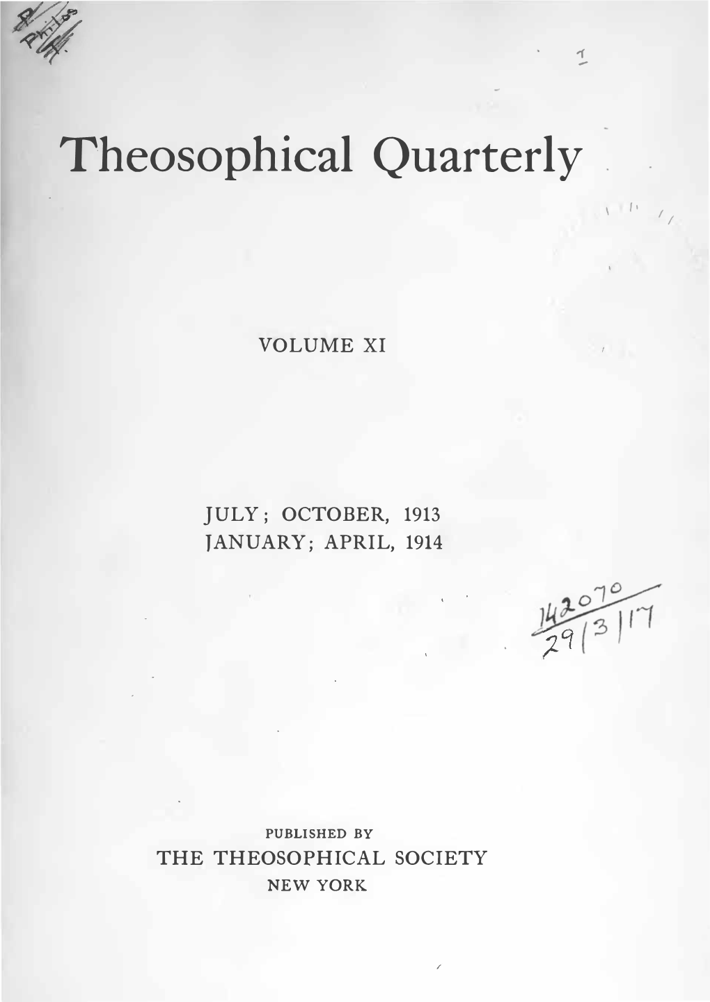 Theosophical Quarterly—Volume 11
