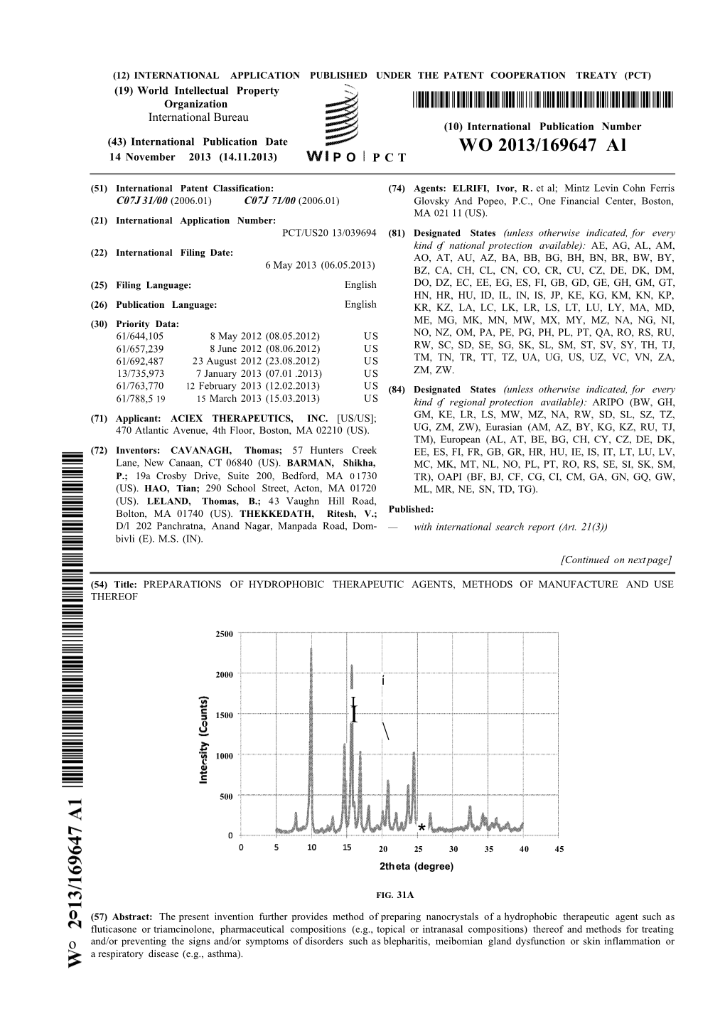 WO 2013/169647 Al 14 November 2013 (14.11.2013) P O P C T