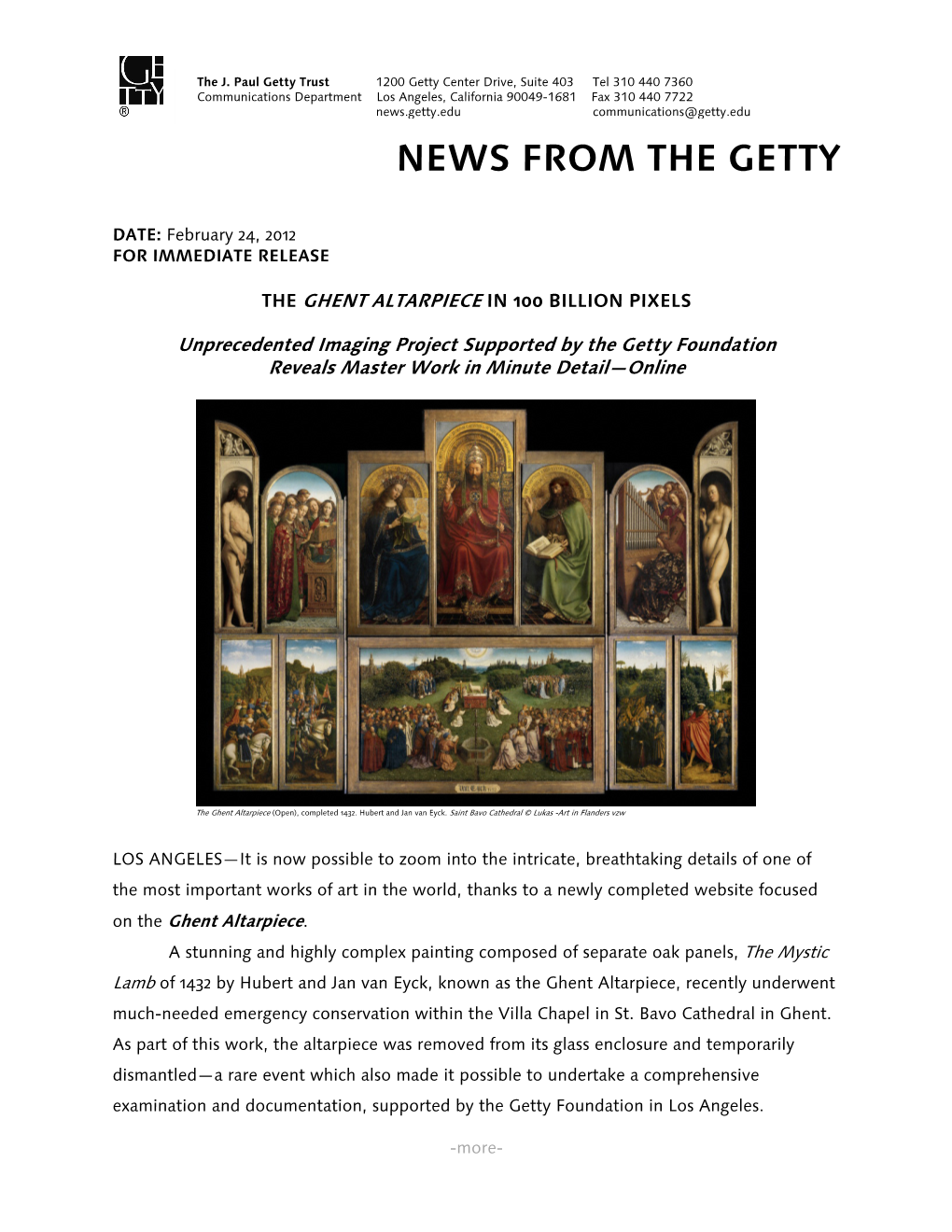 News from the Getty