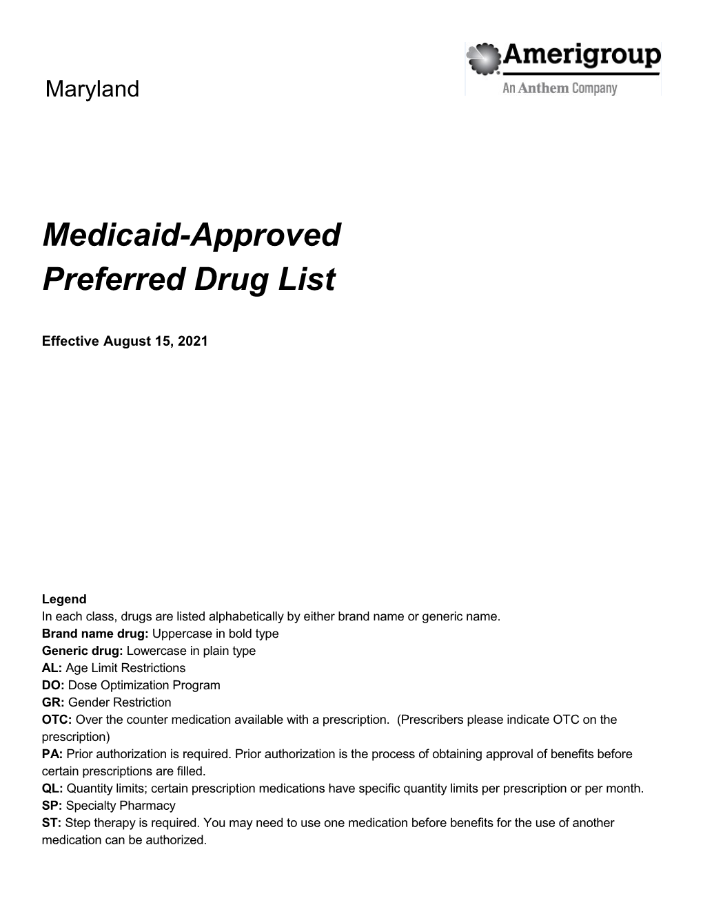 Medicaid-Approved Preferred Drug List