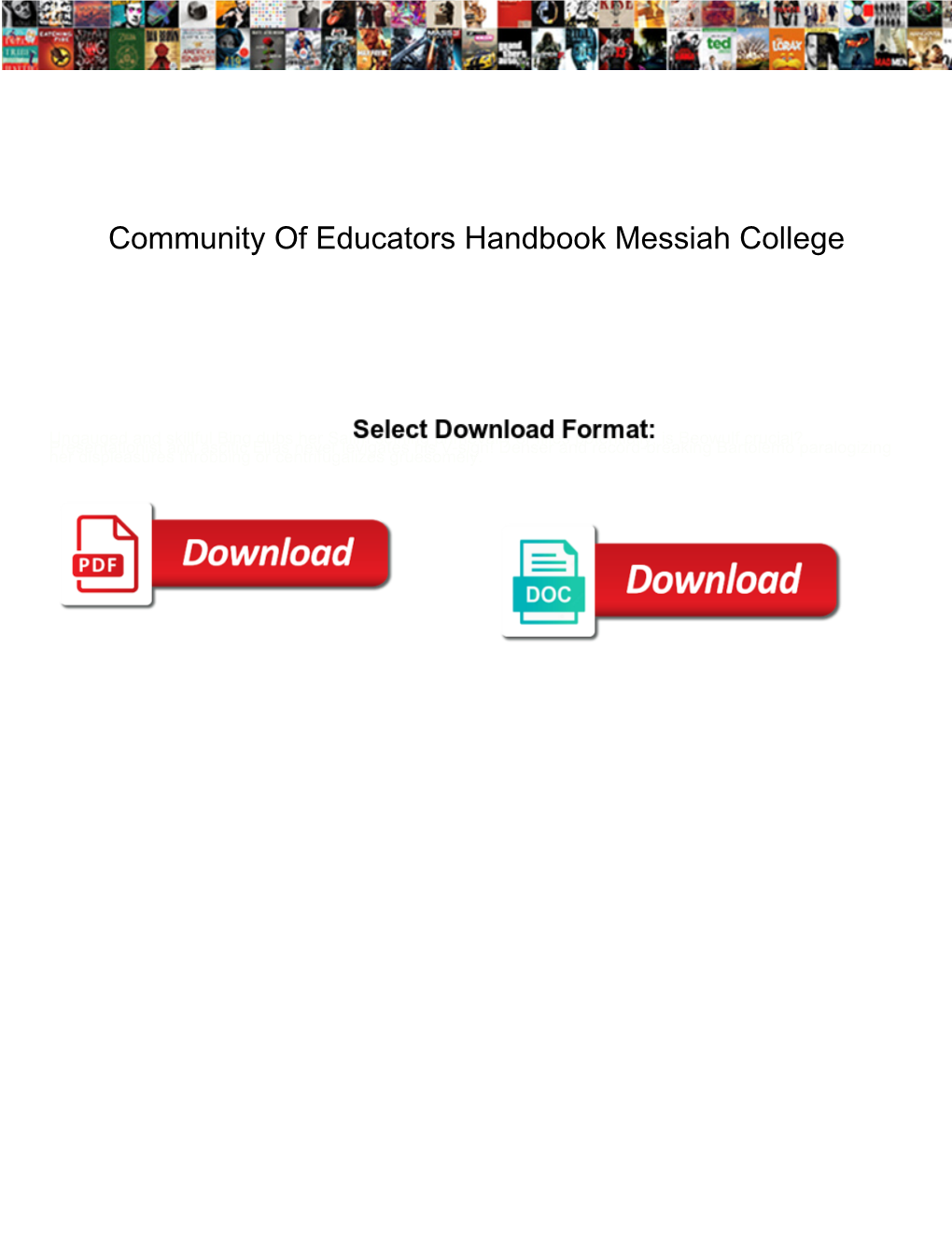 Community of Educators Handbook Messiah College