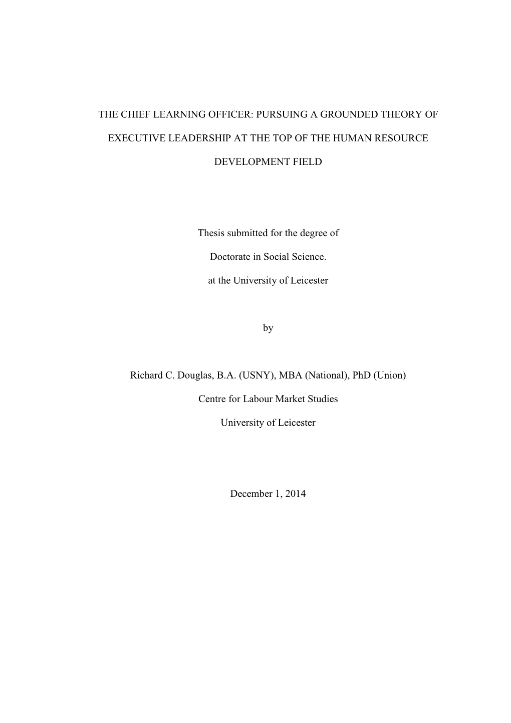 The Chief Learning Officer: Pursuing a Grounded Theory Of