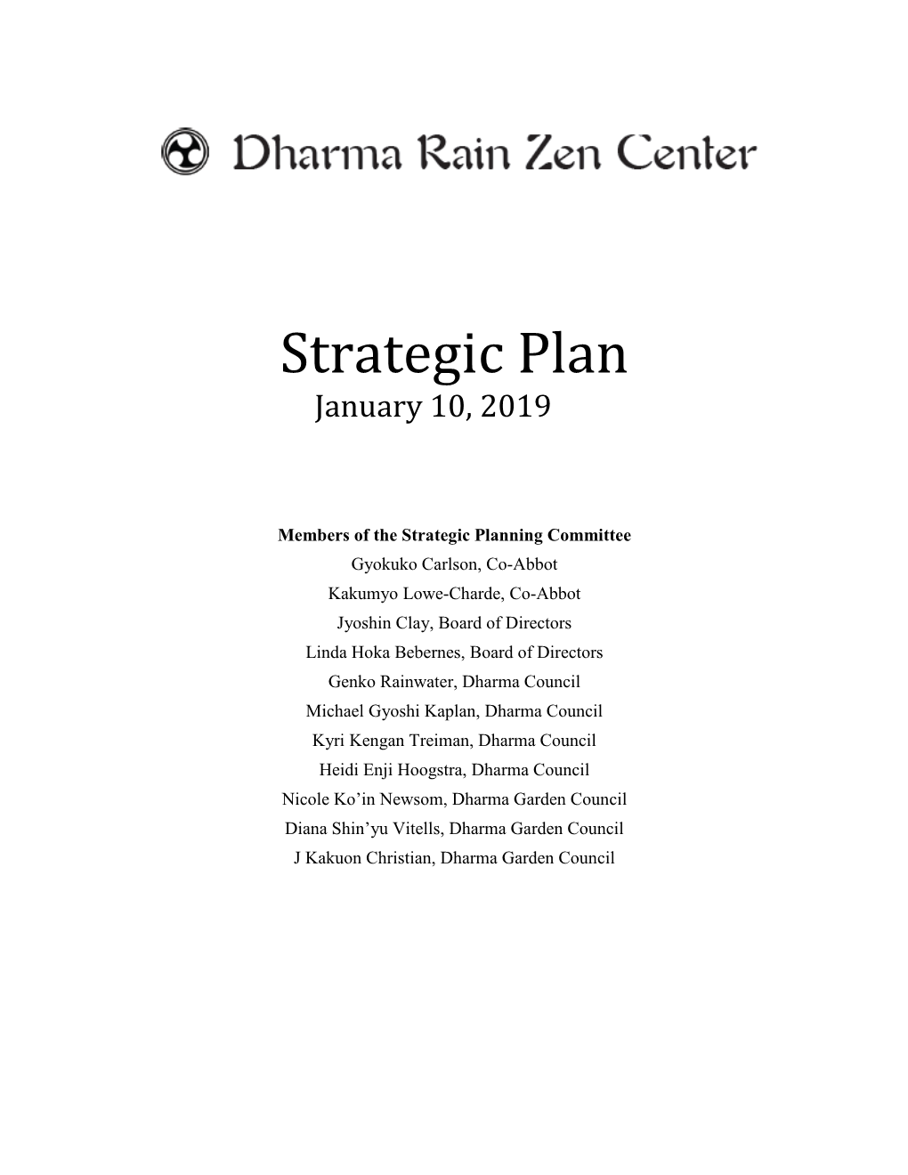 Dharma Rain Zen Center Strategic Plan