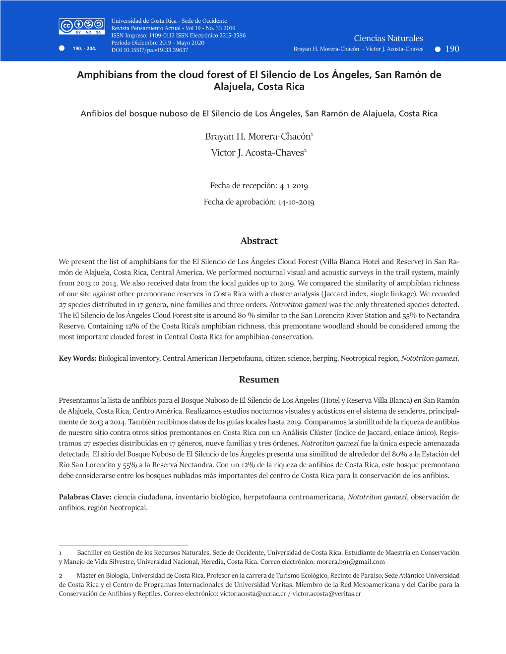 Brayan H. Morera-Chacón1 Víctor J. Acosta-Chaves2 Abstract Resumen