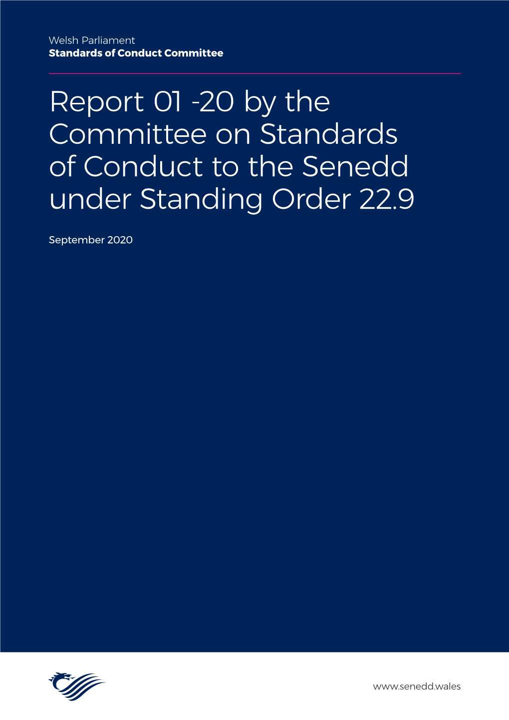 Report 01-20 to the Senedd Under Standing Order 22.9