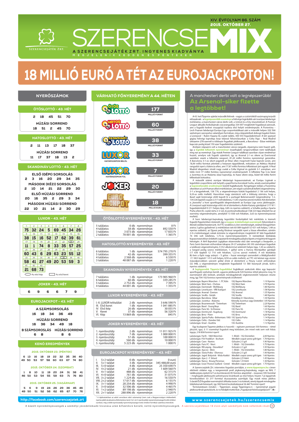 18 Millió Euró a Tét Az Eurojackpoton!