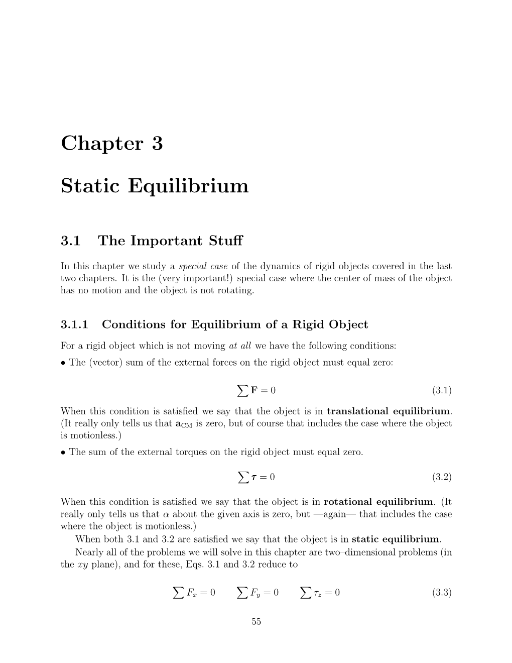 Chapter 3 Static Equilibrium