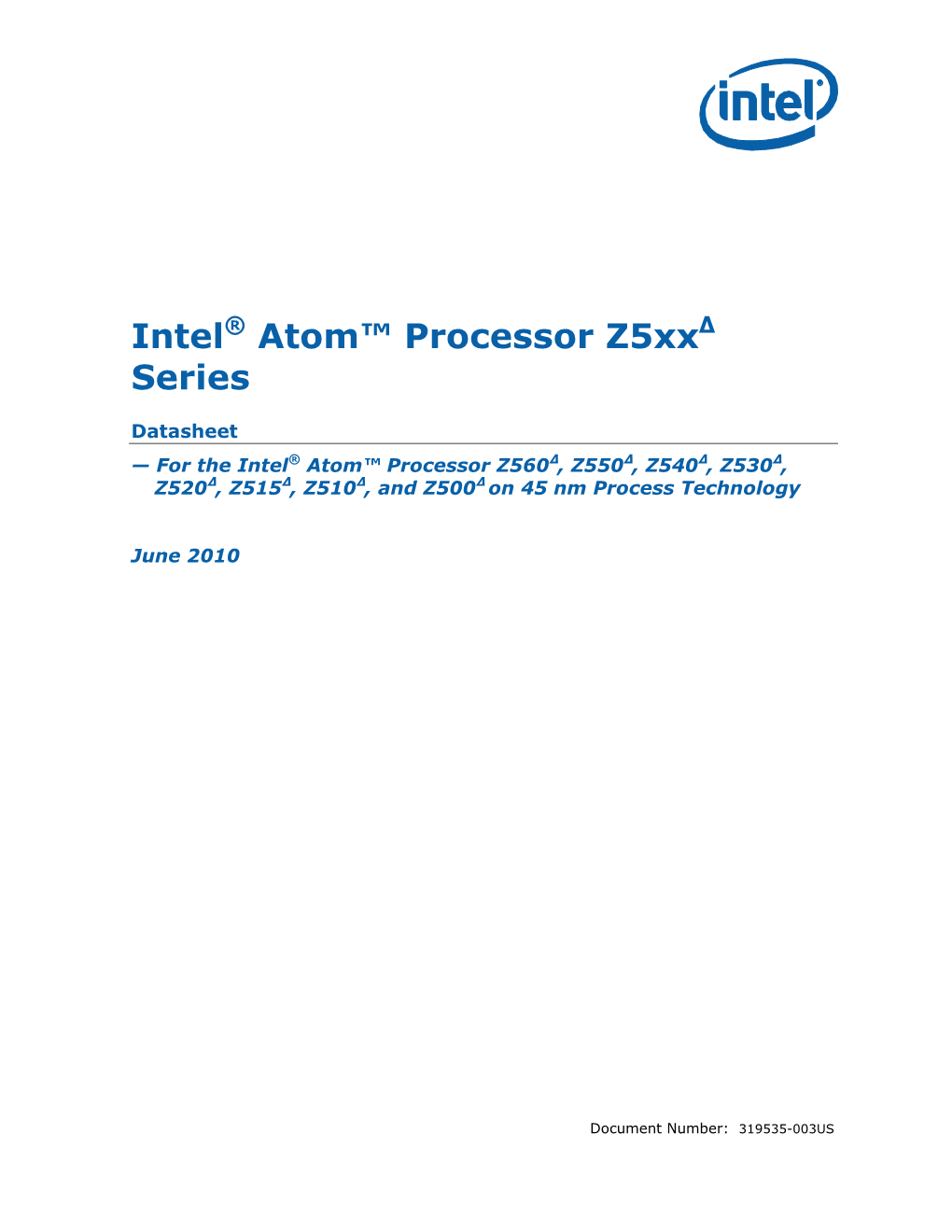 Intel Atom® Processor Z5xx Series Datasheet