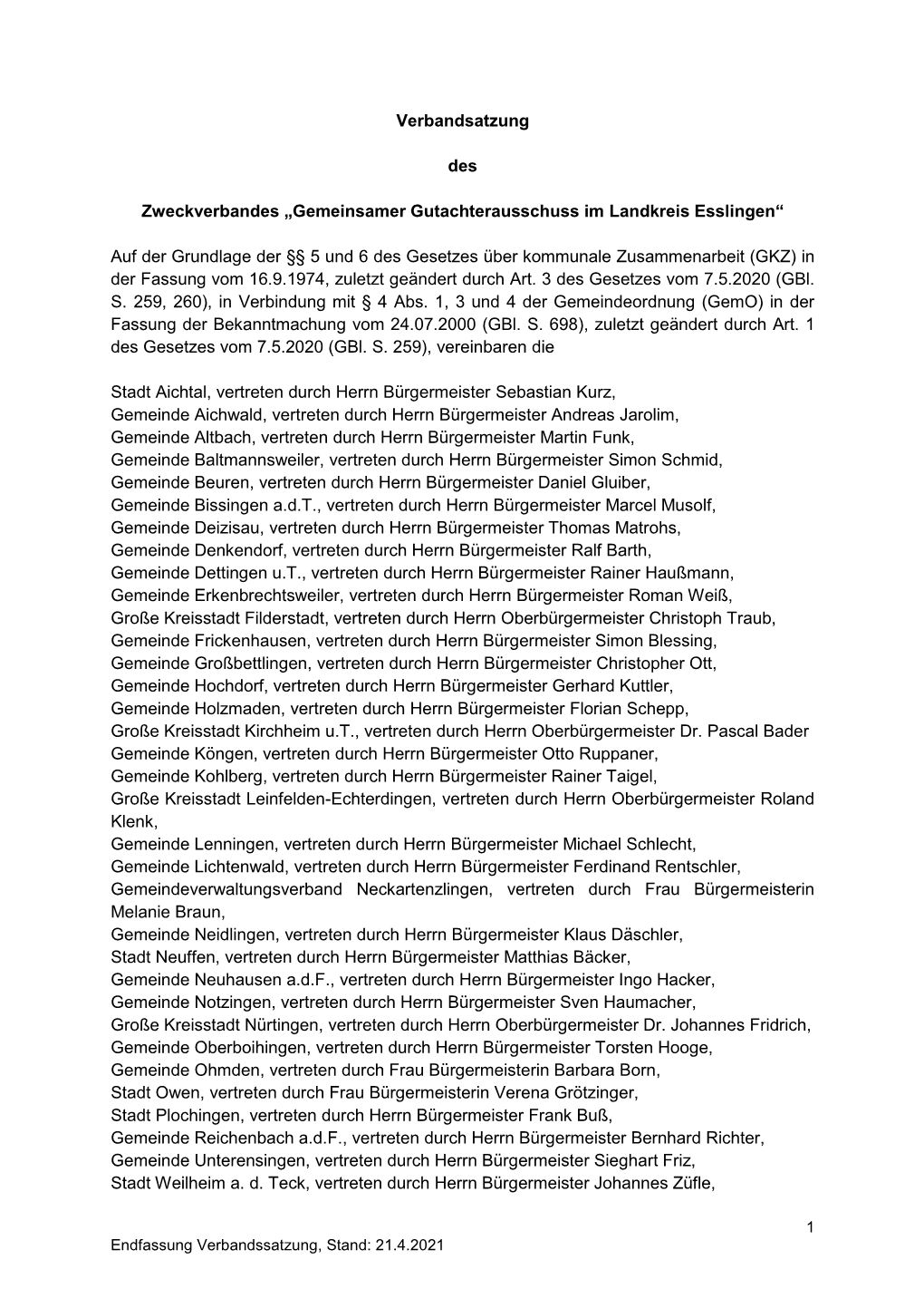 Gemeinsamer Gutachterausschuss Im Landkreis Esslingen“