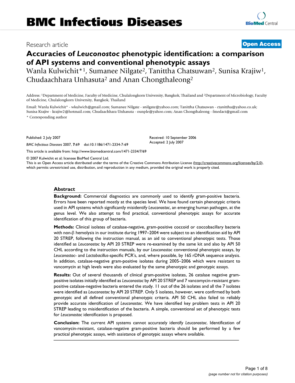 BMC Infectious Diseases Biomed Central