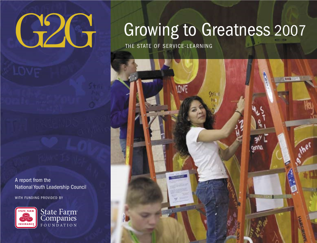 Growing to Greatness 2007 the STATE of SERVICE-LEARNING