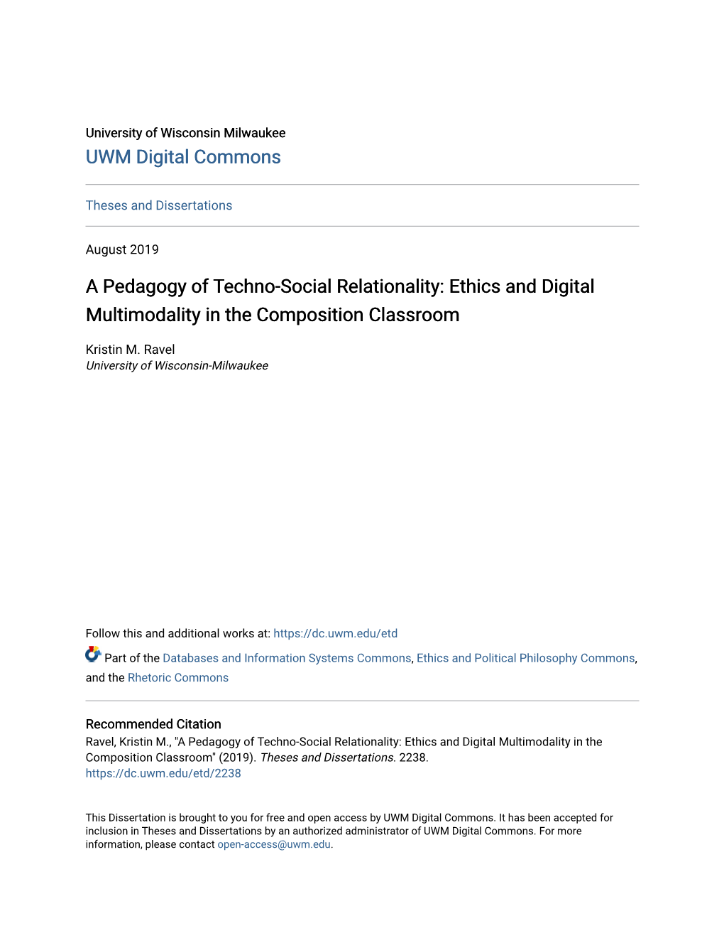 A Pedagogy of Techno-Social Relationality: Ethics and Digital Multimodality in the Composition Classroom