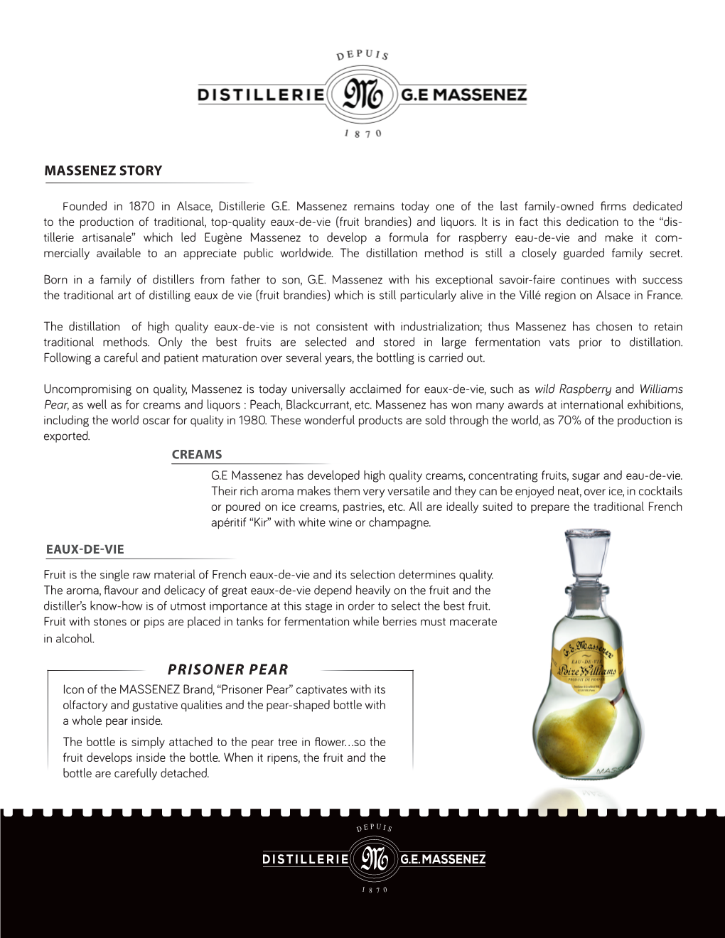 PRISONER PEAR Icon of the MASSENEZ Brand, ‘‘Prisoner Pear’’ Captivates with Its Olfactory and Gustative Qualities and the Pear-Shaped Bottle with a Whole Pear Inside