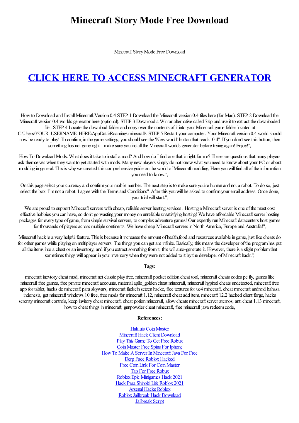 Minecraft Story Mode Free Download