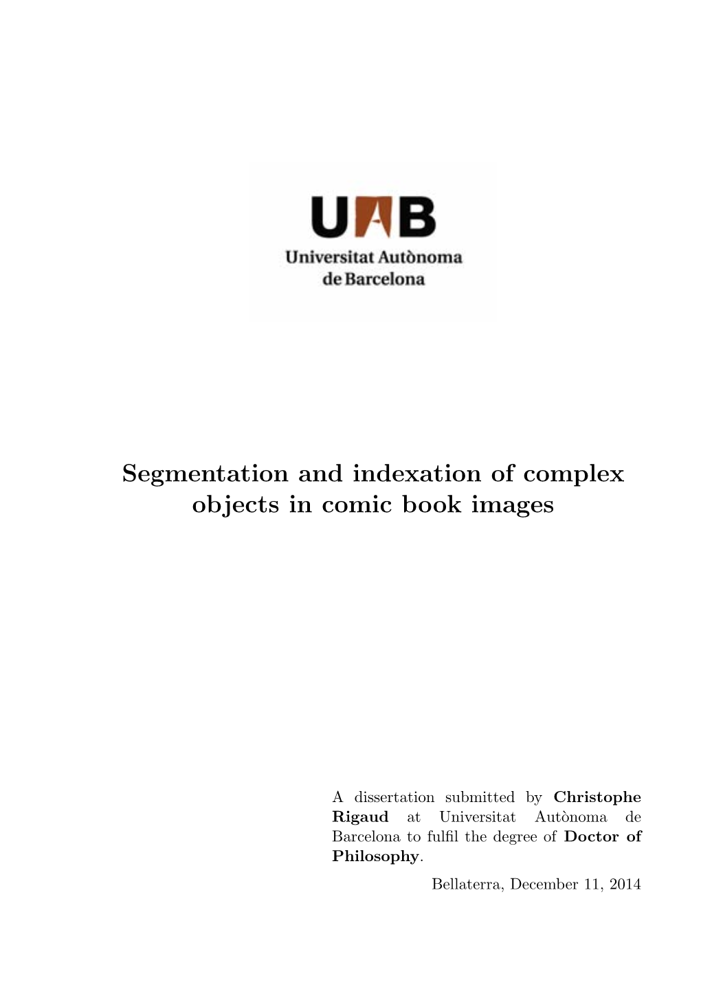 Segmentation and Indexation of Complex Objects in Comic Book Images