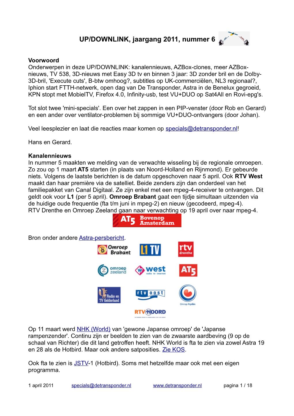 UP/DOWNLINK, Jaargang 2011, Nummer 6