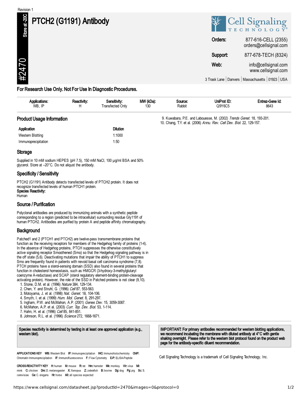 PTCH2 (G1191) Antibody A