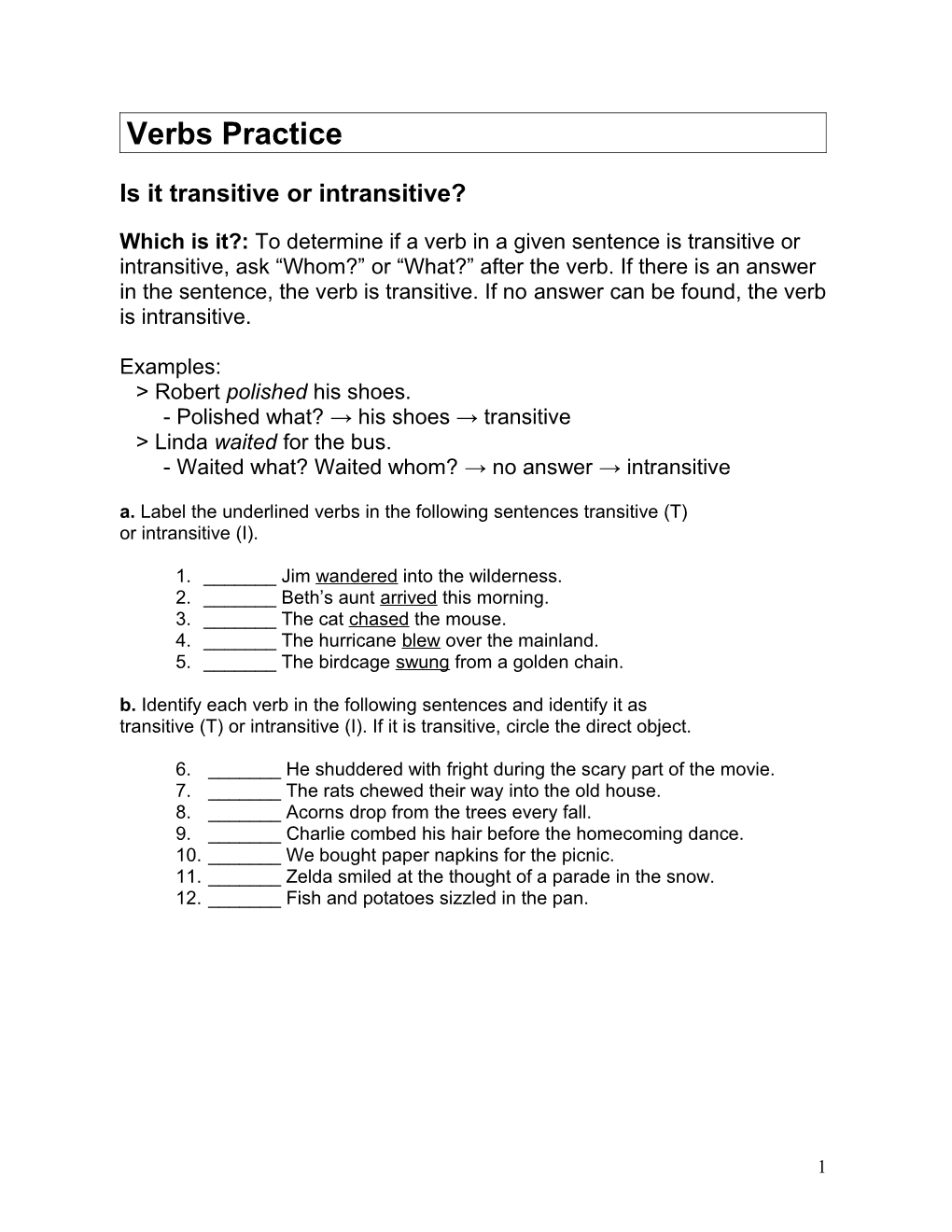 Is It Transitive Or Intransitive?