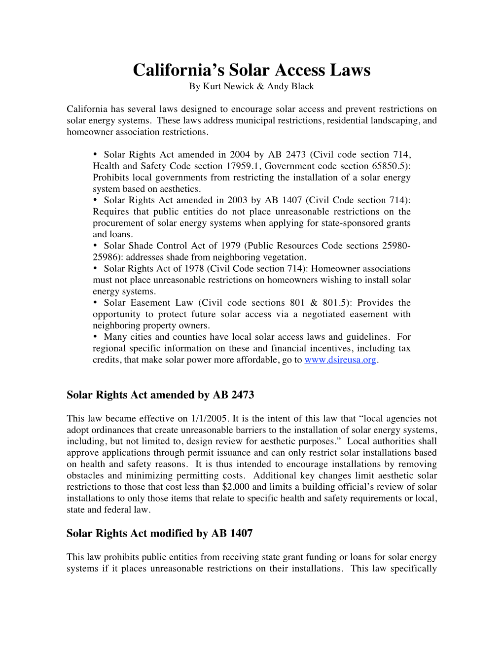 California's Solar Access Laws