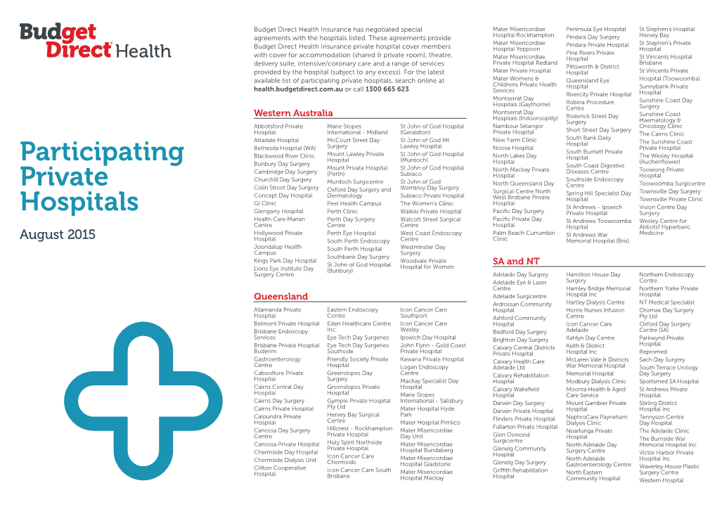 Participating Private Hospitals