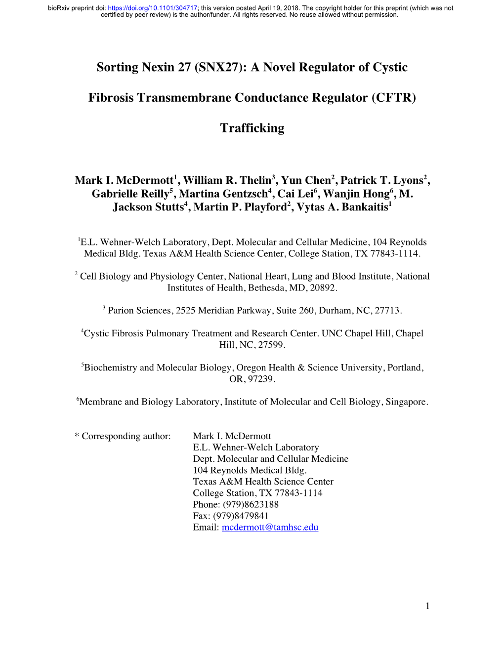 Sorting Nexin 27 (SNX27): a Novel Regulator of Cystic Fibrosis