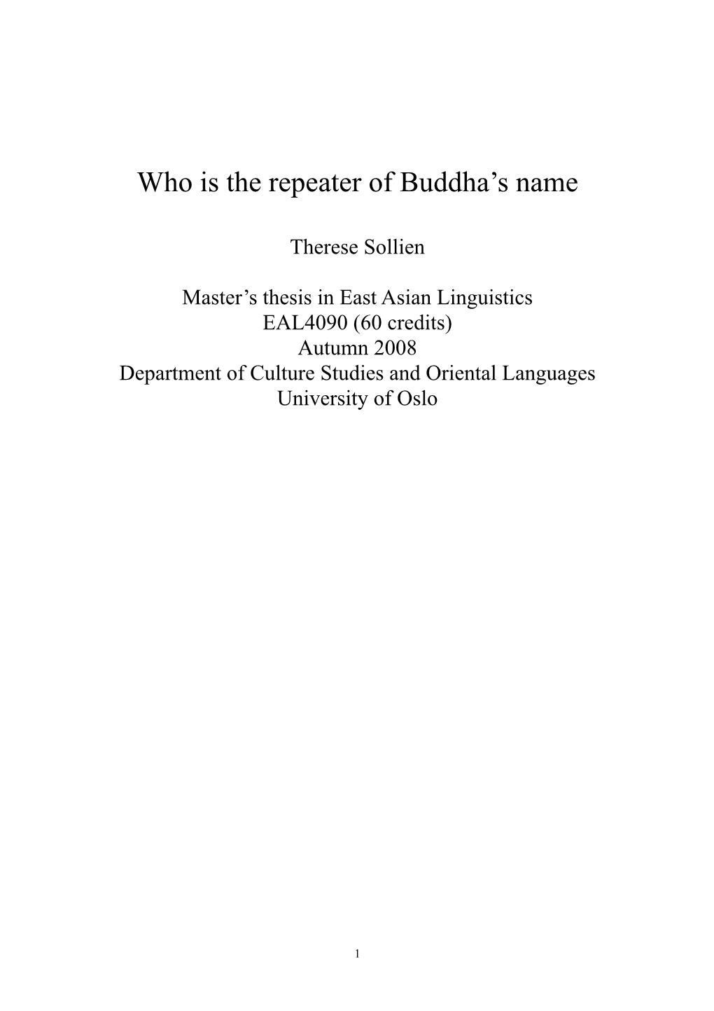 Who Is the Repeater of Buddha's Name