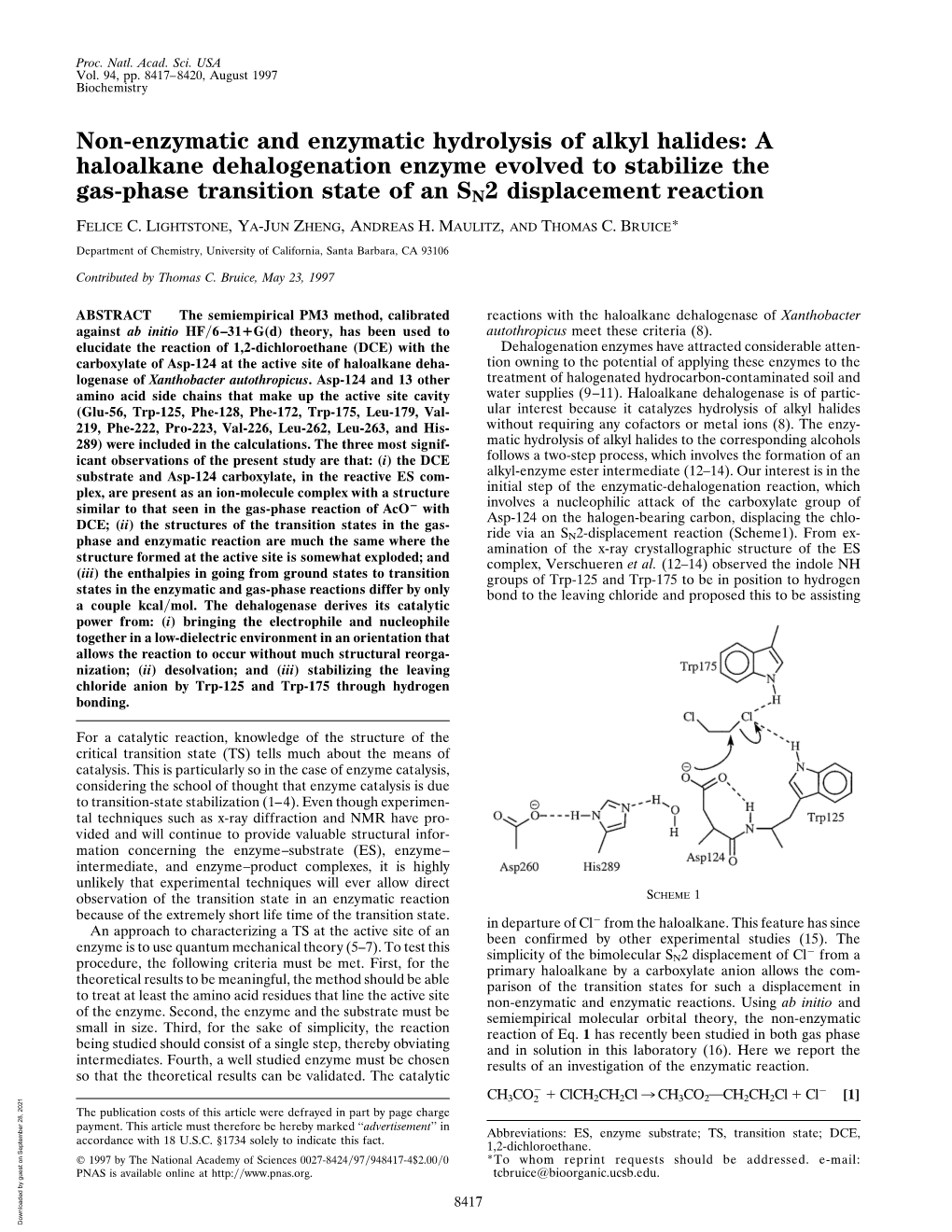 Non-Enzymatic and Enzymatic Hydrolysis of Alkyl Halides