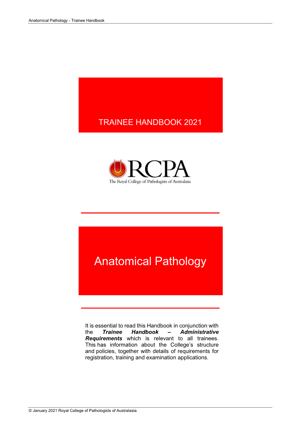 Anatomical Pathology - Trainee Handbook