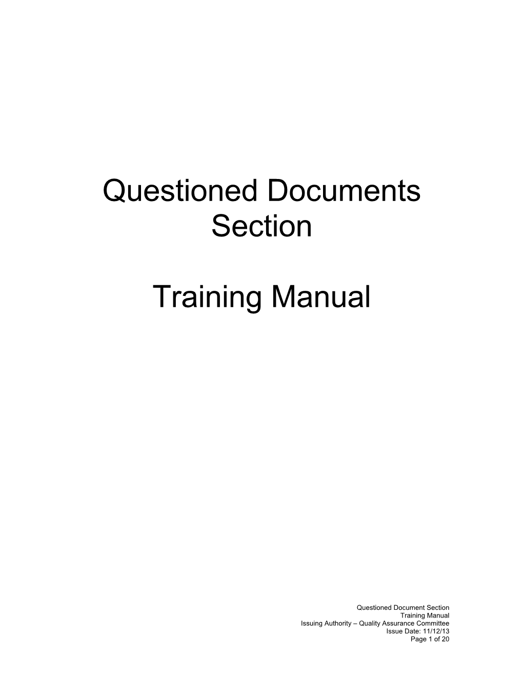 Questioned Documents Section Training Manual