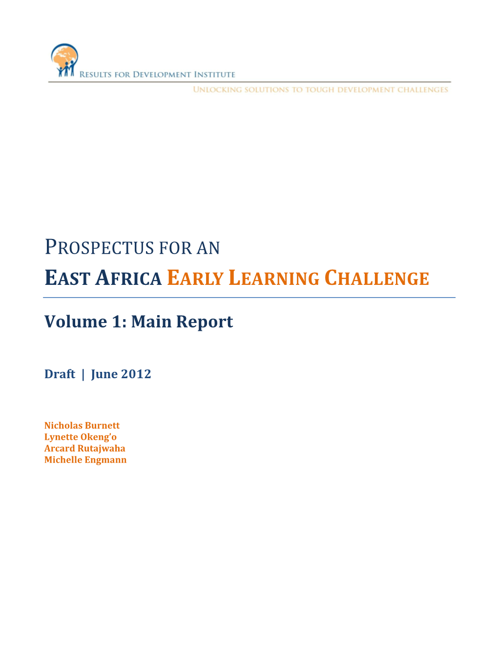Prospectus for an East Africa Early Learning Challenge
