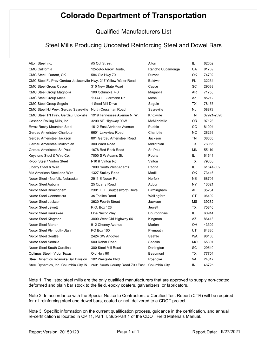 Steel Reinforcing Bars & Steel Dowel Bars