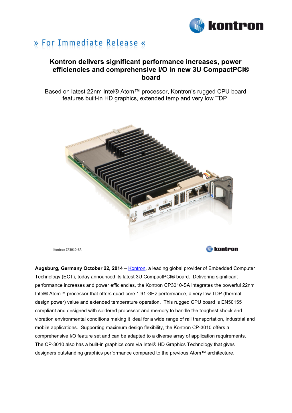 Kontron Press Release