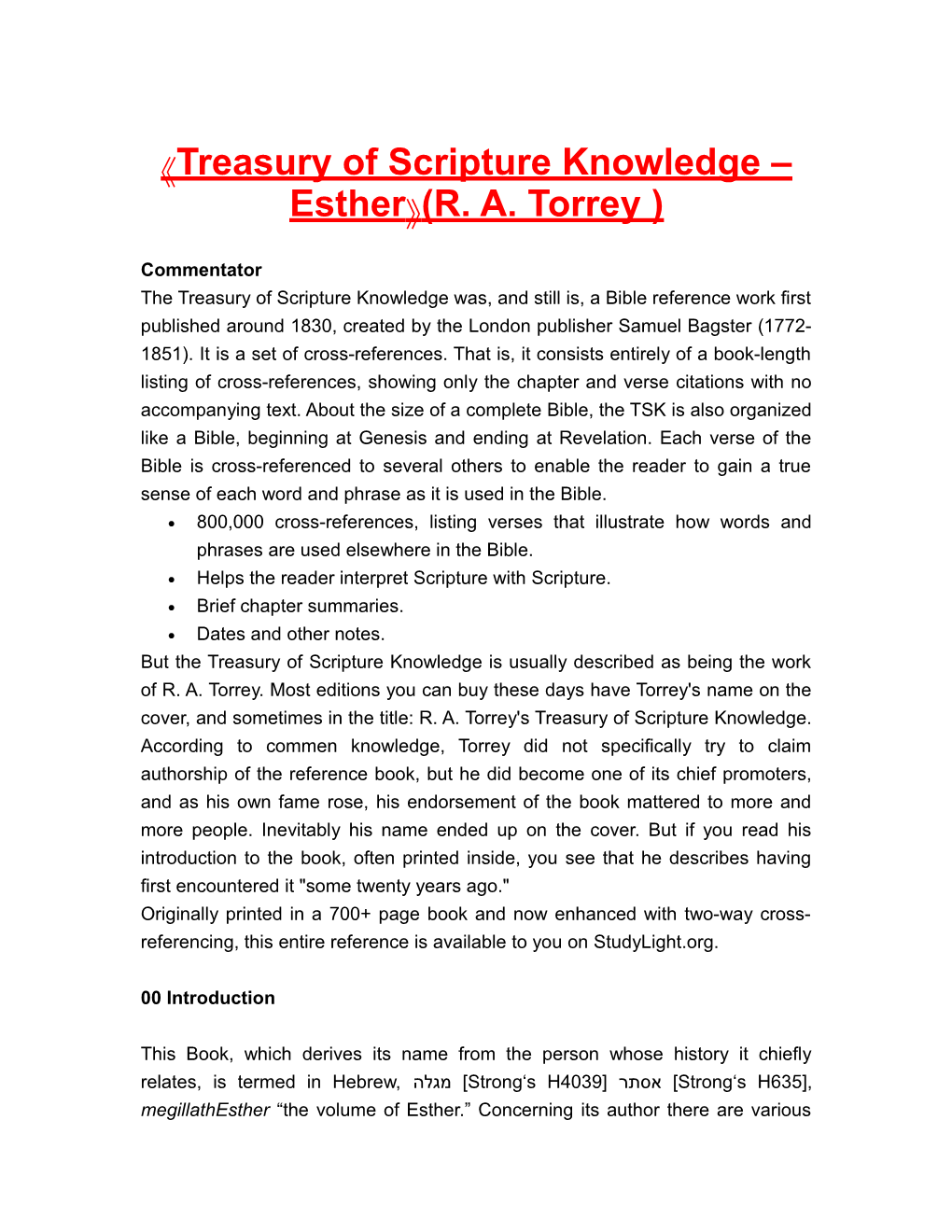 Treasury of Scripture Knowledge Esther (R. A. Torrey )