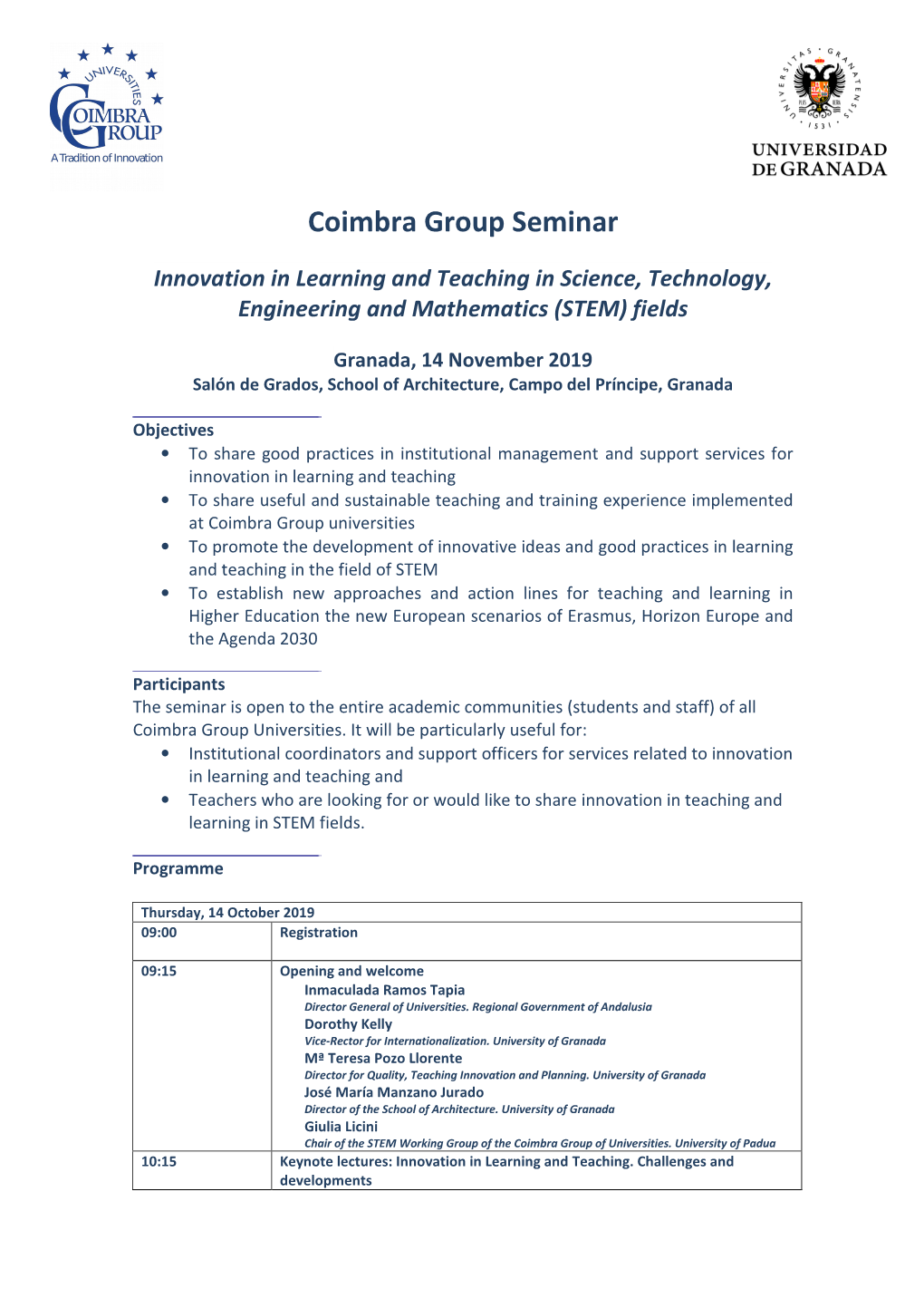 Coimbra Group Seminar