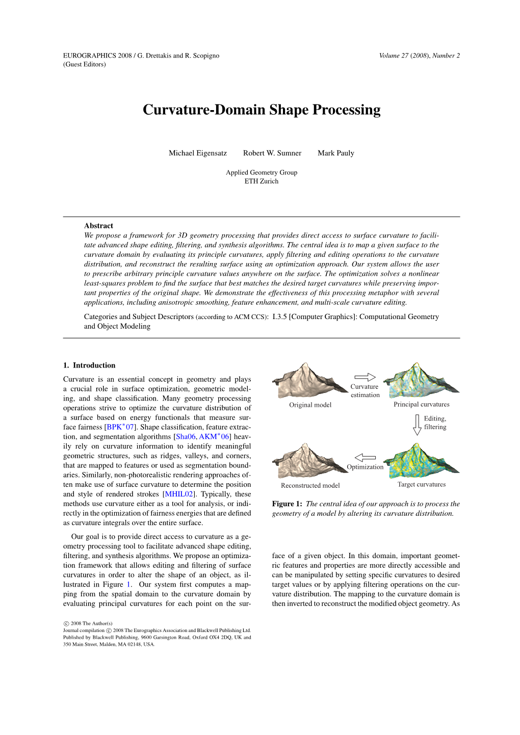 Curvature-Domain Shape Processing