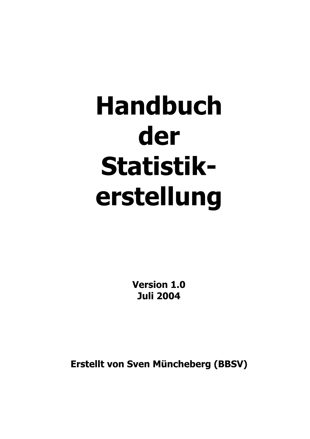 Handbuch Der Statistikerstellung