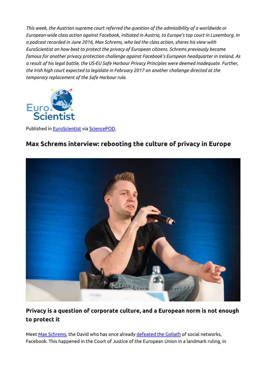 Max Schrems Interview: Rebooting the Culture of Privacy in Europe