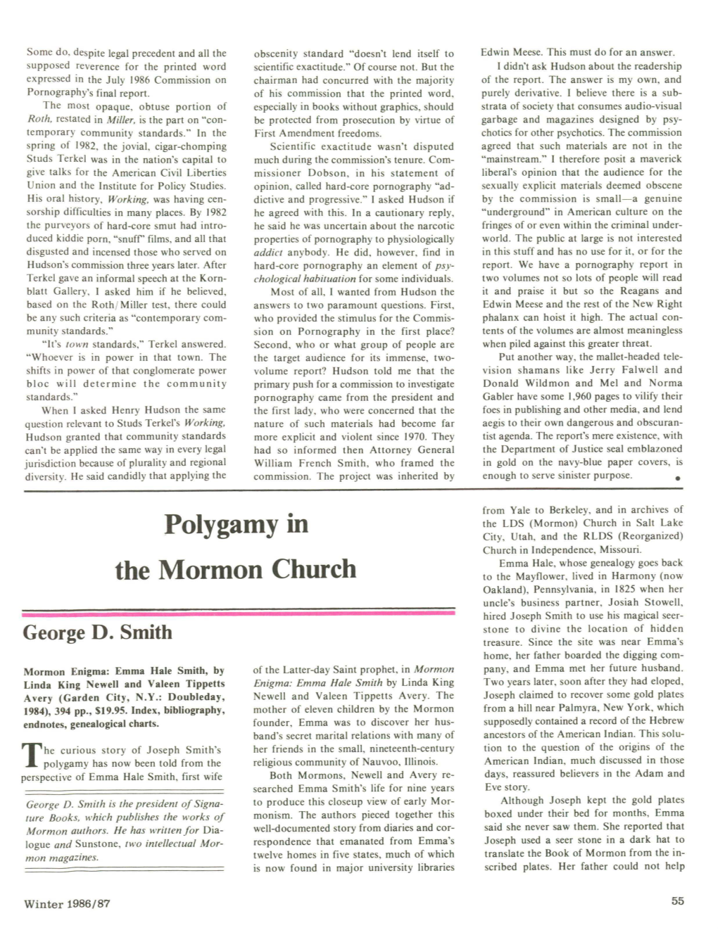 Polygamy in the Mormon Church