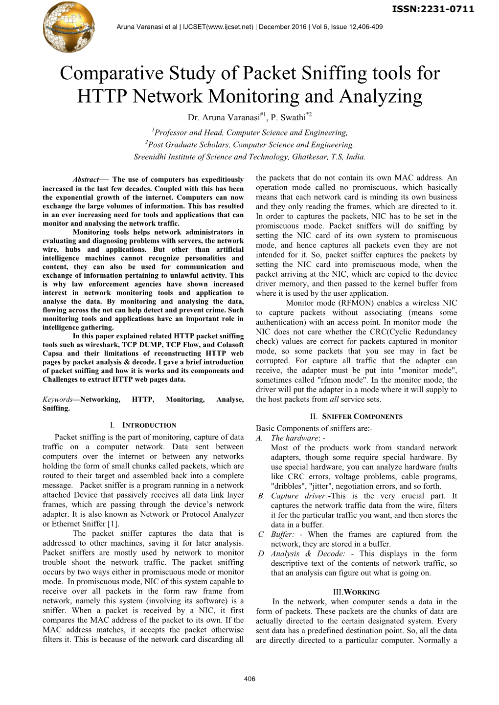 Comparative Study of Packet Sniffing Tools for HTTP Network Monitoring and Analyzing Dr