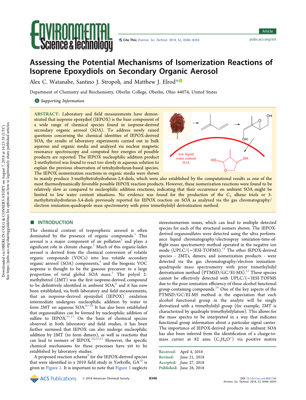 Assessing the Potential Mechanisms of Isomerization Reactions of Isoprene Epoxydiols on Secondary Organic Aerosol Alex C