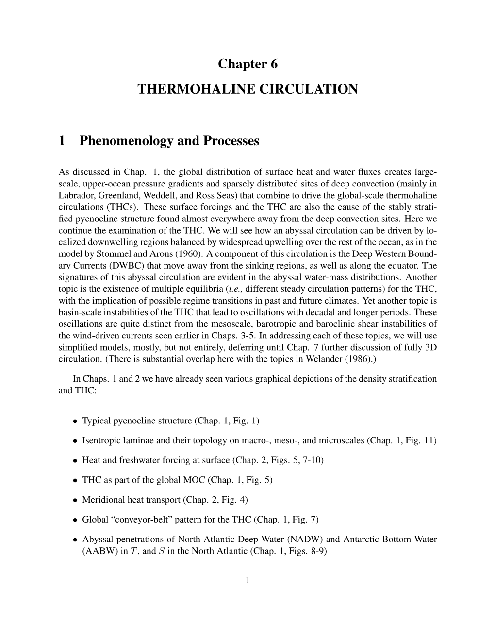 Chapter 6 THERMOHALINE CIRCULATION 1 Phenomenology