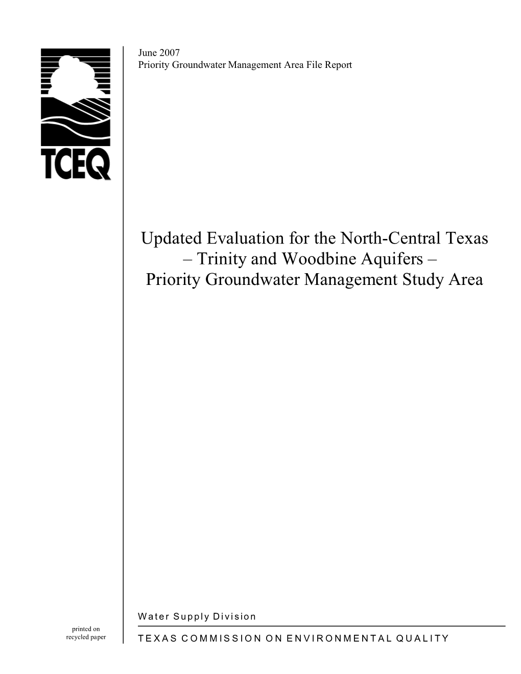 Trinity and Woodbine Aquifers – Priority Groundwater Management Study Area