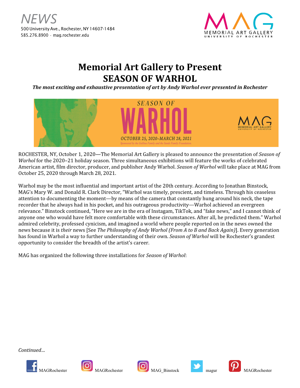 Season of Warhol At